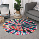 Black Backed Tie Dye Print Round Rug