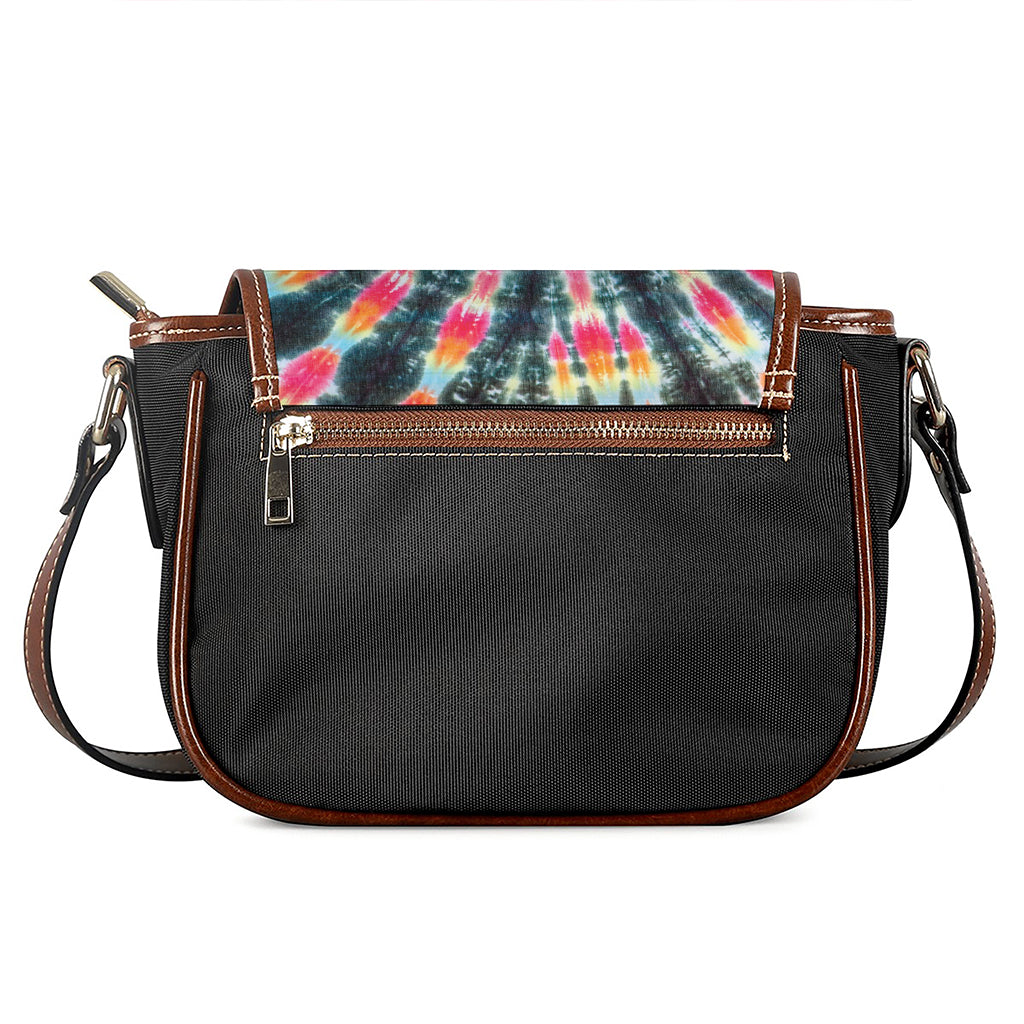 Black Backed Tie Dye Print Saddle Bag