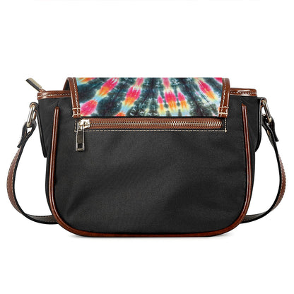 Black Backed Tie Dye Print Saddle Bag