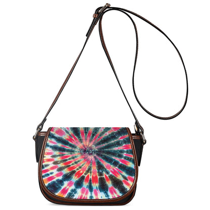 Black Backed Tie Dye Print Saddle Bag