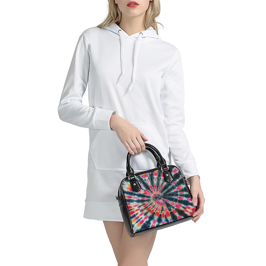 Black Backed Tie Dye Print Shoulder Handbag