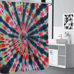 Black Backed Tie Dye Print Shower Curtain