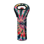 Black Backed Tie Dye Print Single Neoprene Wine Tote