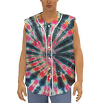 Black Backed Tie Dye Print Sleeveless Baseball Jersey