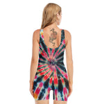 Black Backed Tie Dye Print Sleeveless One Piece Swimsuit