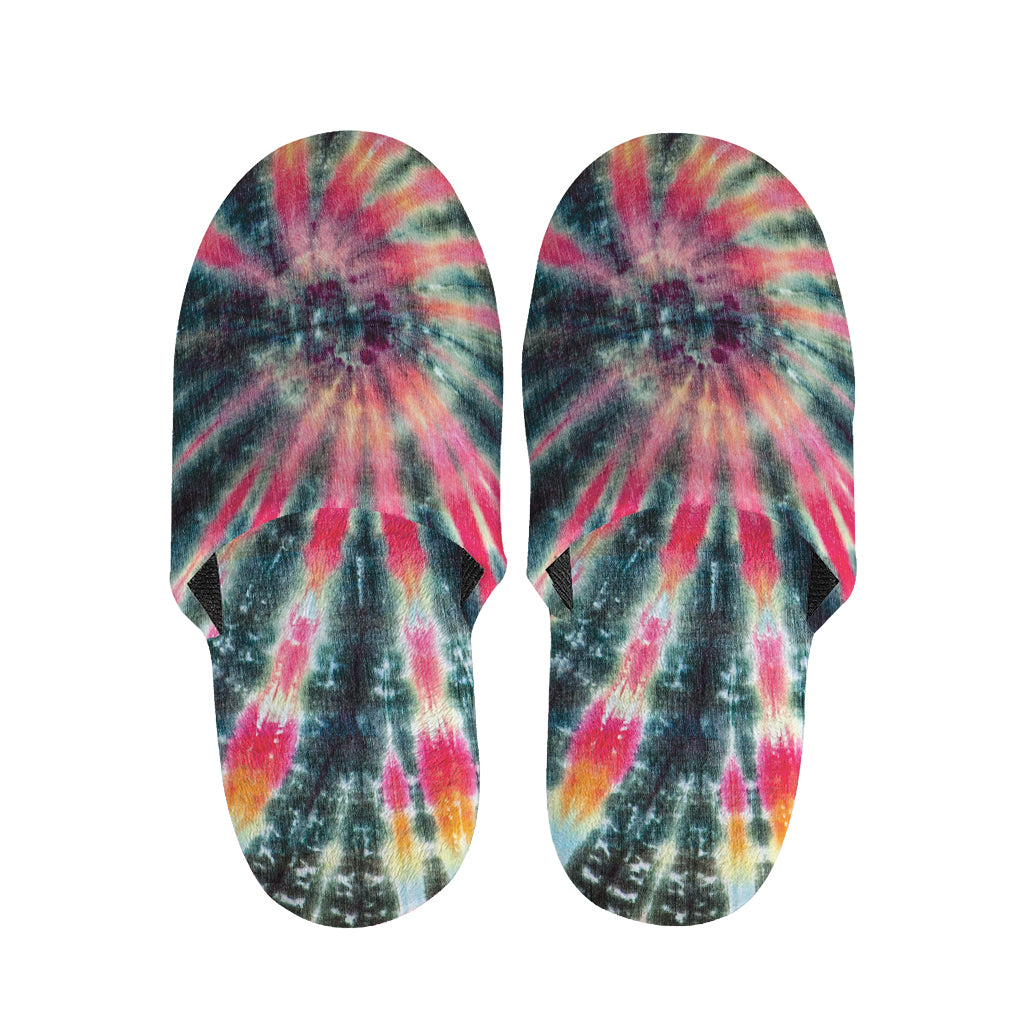 Black Backed Tie Dye Print Slippers
