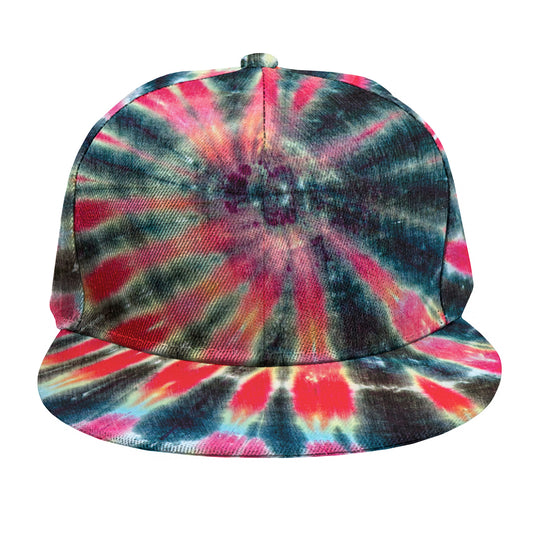 Black Backed Tie Dye Print Snapback Cap
