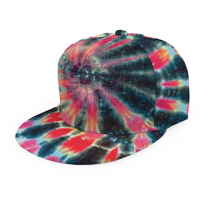 Black Backed Tie Dye Print Snapback Cap
