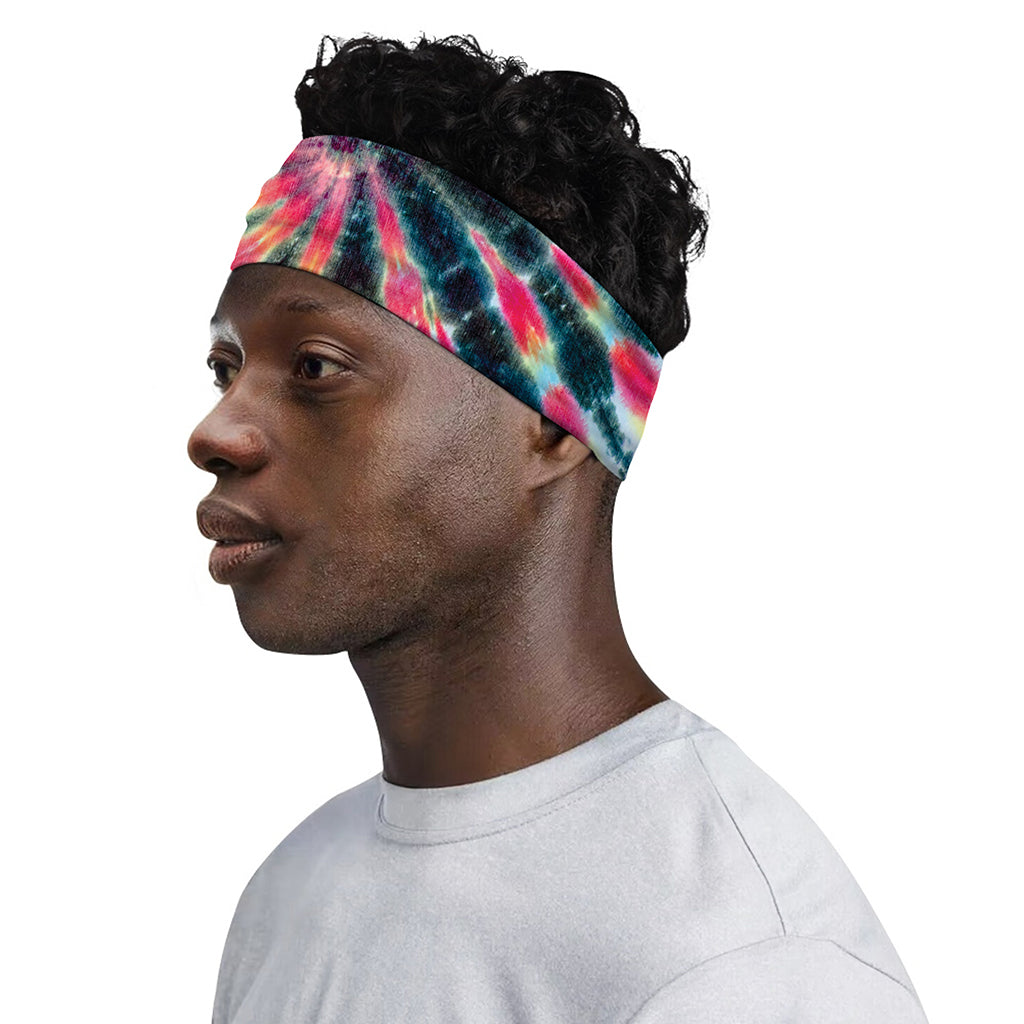 Black Backed Tie Dye Print Sports Headband