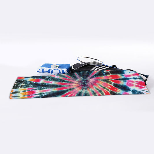 Black Backed Tie Dye Print Sports Towel
