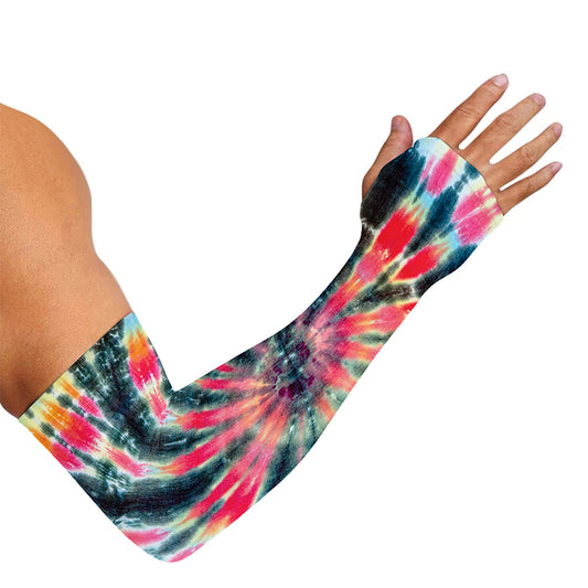 Black Backed Tie Dye Print Sun Protection Arm Sleeves