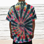 Black Backed Tie Dye Print Textured Short Sleeve Shirt