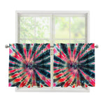Black Backed Tie Dye Print Tier Curtains