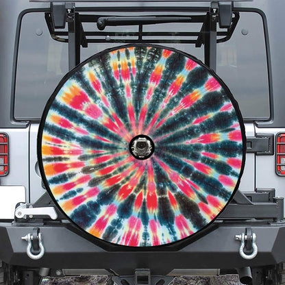 Black Backed Tie Dye Print Tire Cover With Camera Hole