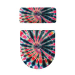 Black Backed Tie Dye Print Toilet Lid And Tank Cover Set