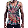 Black Backed Tie Dye Print Men's Workout Tank Top