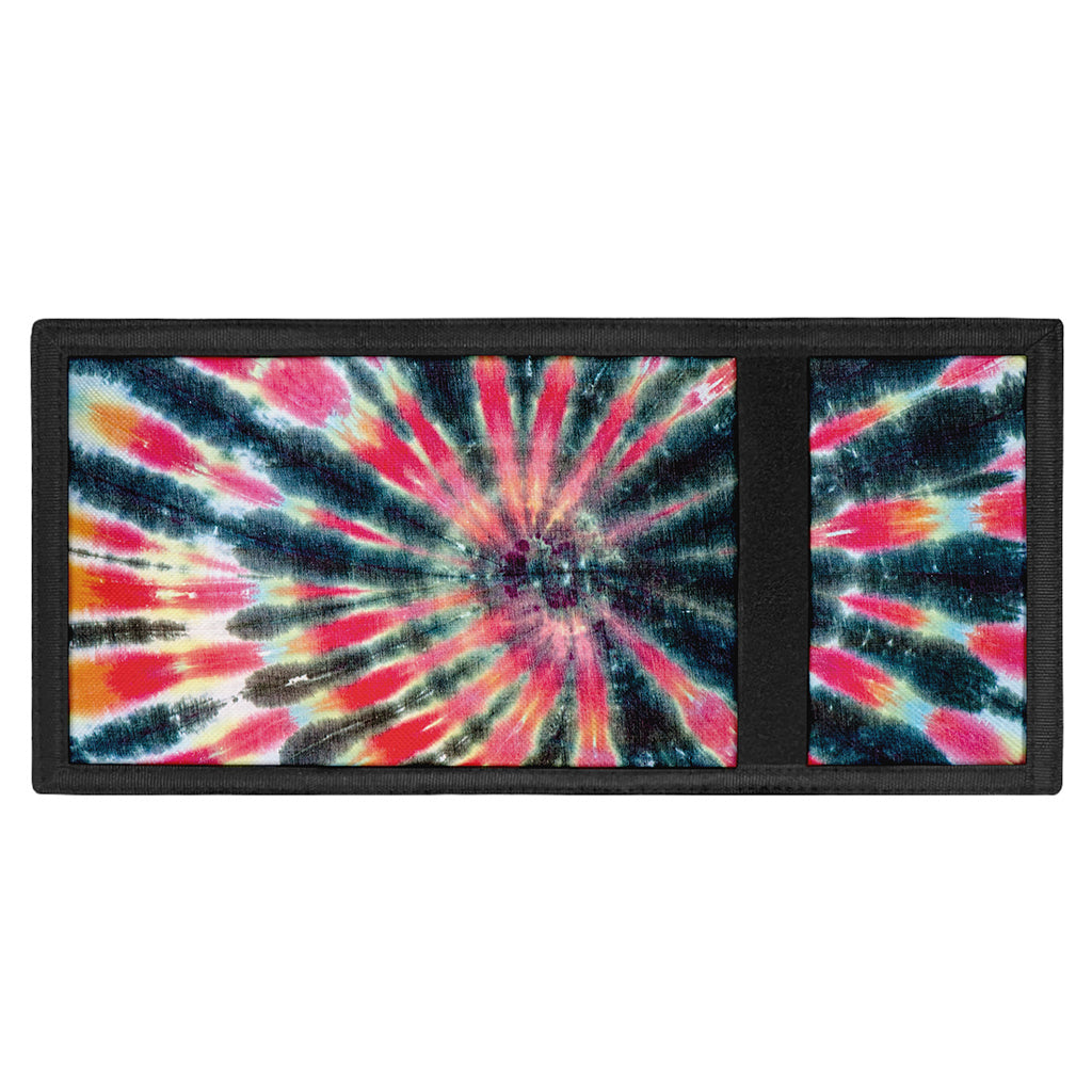 Black Backed Tie Dye Print Trifold Wallet