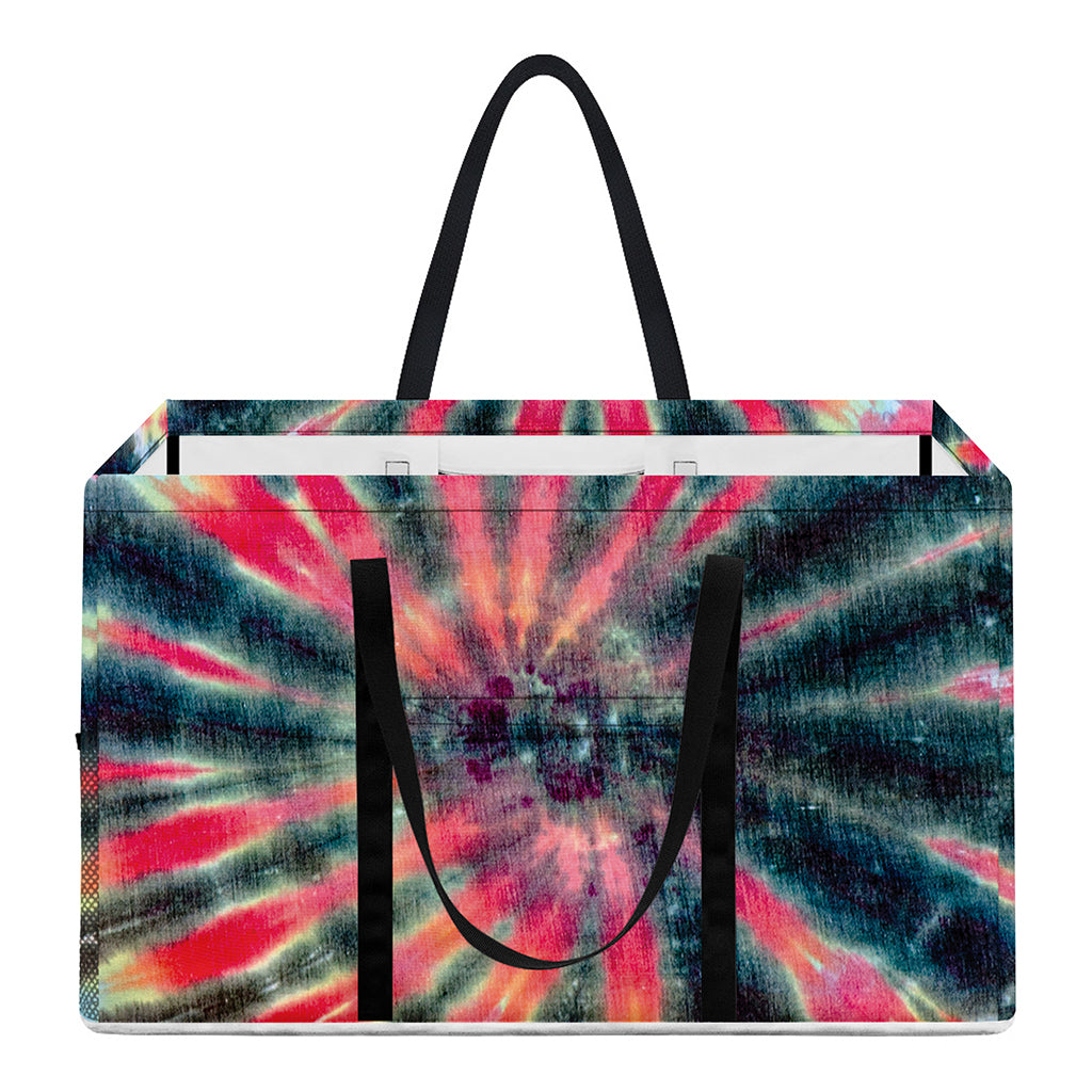 Black Backed Tie Dye Print Utility Tote Bag