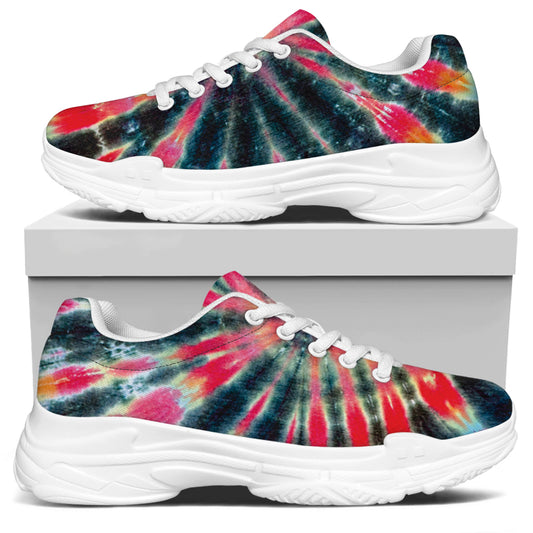Black Backed Tie Dye Print White Chunky Shoes