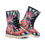 Black Backed Tie Dye Print Winter Boots