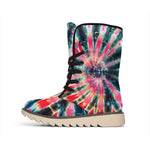 Black Backed Tie Dye Print Winter Boots