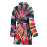 Black Backed Tie Dye Print Women's Bathrobe