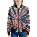 Black Backed Tie Dye Print Women's Bomber Jacket
