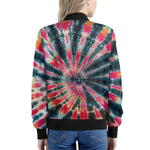 Black Backed Tie Dye Print Women's Bomber Jacket