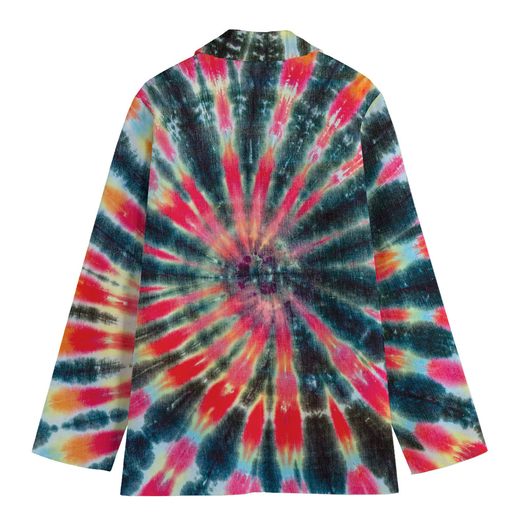 Black Backed Tie Dye Print Women's Cotton Blazer