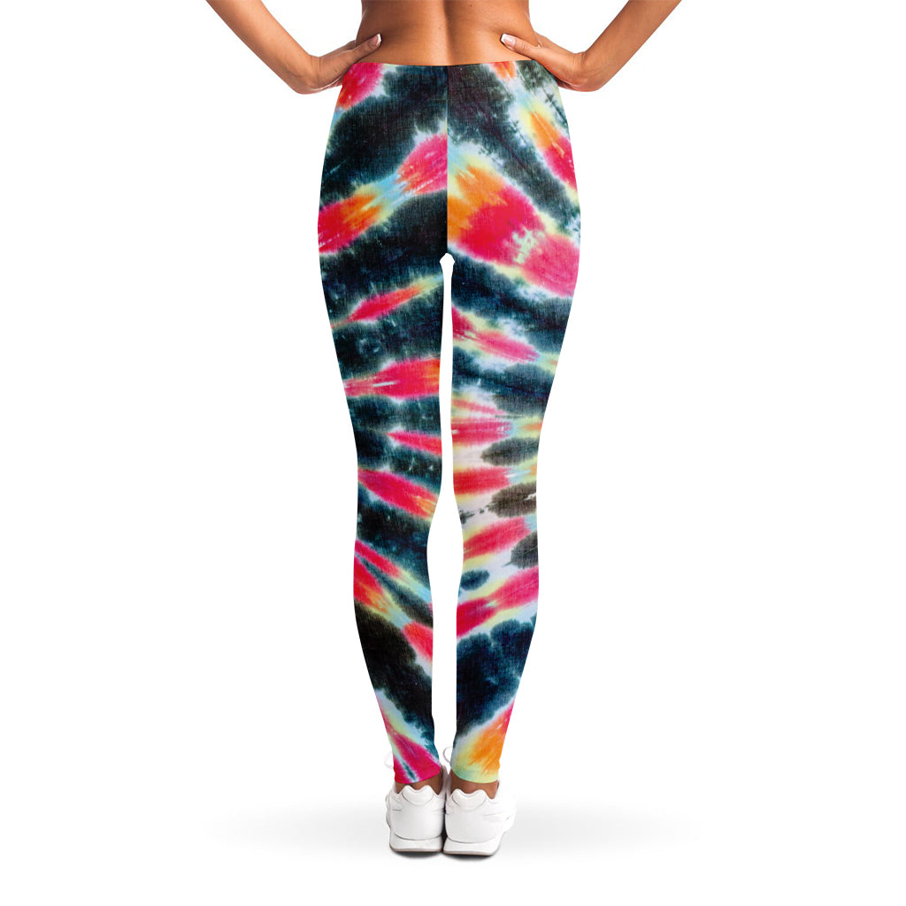 Black Backed Tie Dye Print Women's Leggings