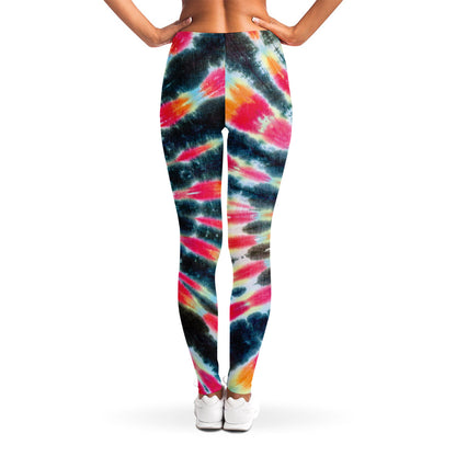 Black Backed Tie Dye Print Women's Leggings