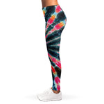 Black Backed Tie Dye Print Women's Leggings