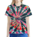 Black Backed Tie Dye Print Women's Polo Shirt