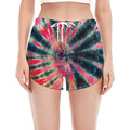 Black Backed Tie Dye Print Women's Split Running Shorts