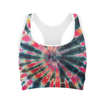 Black Backed Tie Dye Print Women's Sports Bra
