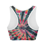 Black Backed Tie Dye Print Women's Sports Bra