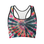 Black Backed Tie Dye Print Women's Sports Bra