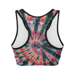 Black Backed Tie Dye Print Women's Sports Bra