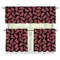 Black Bacon Pattern Print 3 Piece Kitchen Curtains
