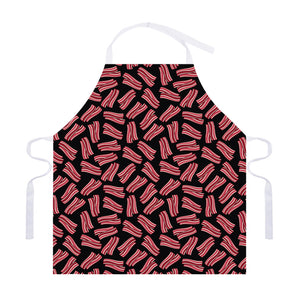 Black Bacon Pattern Print Adjustable Apron