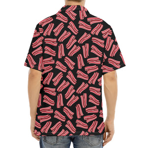 Black Bacon Pattern Print Aloha Shirt