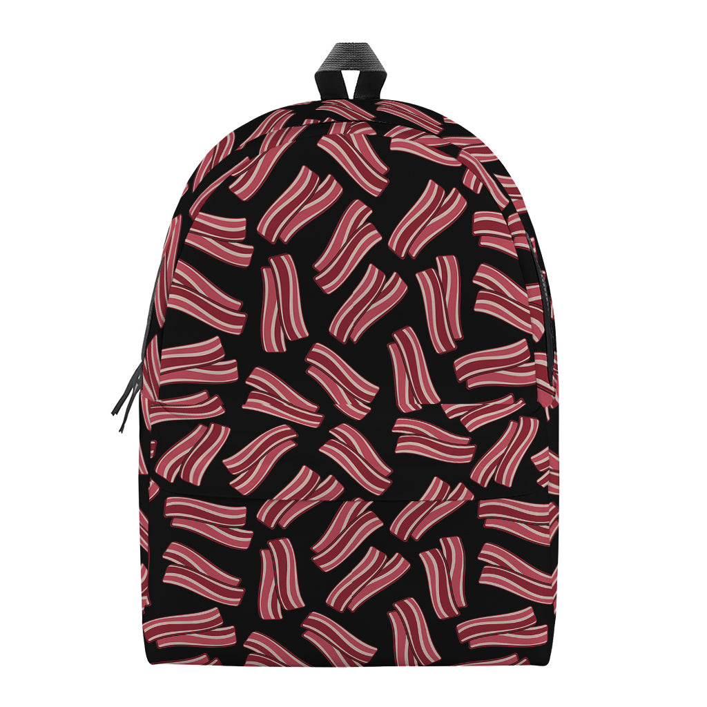 Black Bacon Pattern Print Backpack