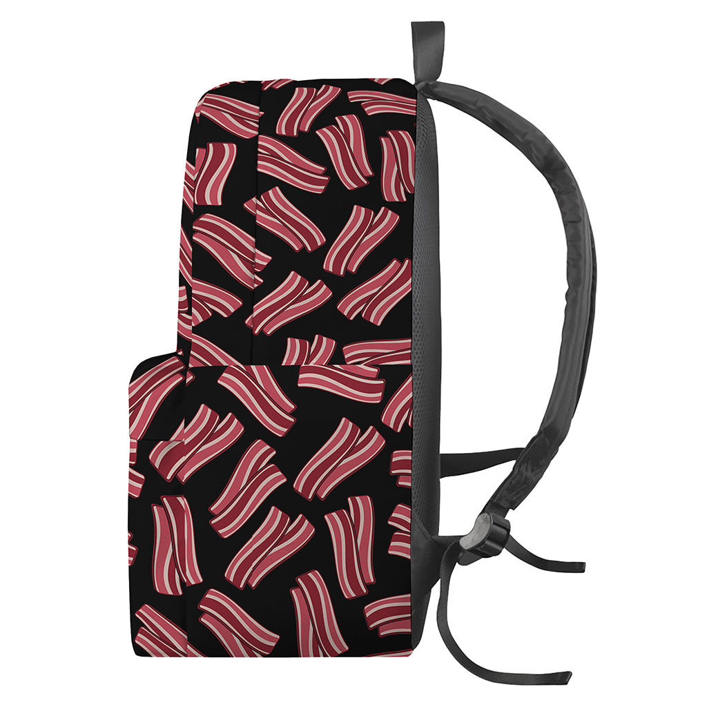 Black Bacon Pattern Print Backpack