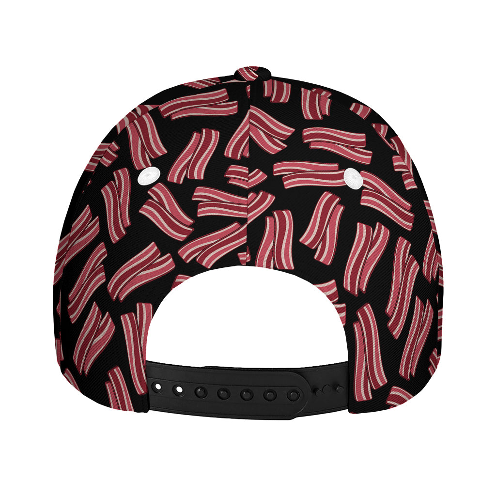 Black Bacon Pattern Print Baseball Cap