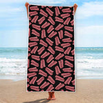 Black Bacon Pattern Print Beach Towel