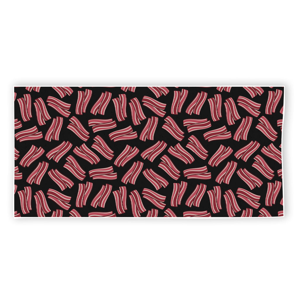 Black Bacon Pattern Print Beach Towel