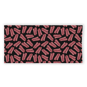 Black Bacon Pattern Print Beach Towel