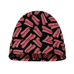 Black Bacon Pattern Print Beanie