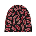 Black Bacon Pattern Print Beanie