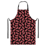 Black Bacon Pattern Print Bib Apron With Pocket
